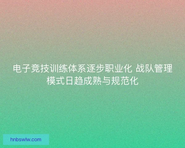 电子竞技训练体系逐步职业化 战队管理模式日趋成熟与规范化